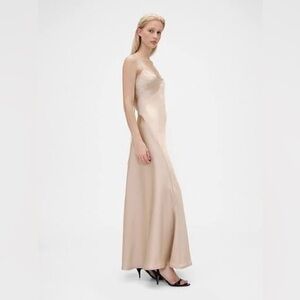 GapStudio satin slip dress in bedrock beige